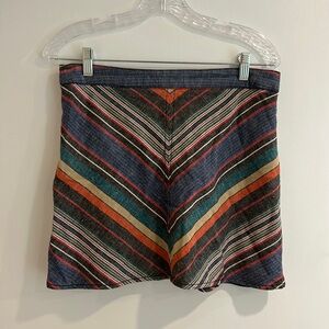 Pretty slimming colorful Free People mini skirt cotton and linen blend size 8